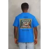 Luz&Pos Unisex Oversize Baskılı Bisiklet Yaka T-shirt - Mavi