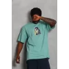 Luz&Pos Unisex Oversize Baskılı Bisiklet Yaka T-shirt - Mint Yeşili