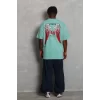 Luz&Pos Unisex Oversize Baskılı Bisiklet Yaka T-shirt - Mint Yeşili