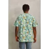 Luz&Pos Unisex Oversize Baskılı Bisiklet Yaka T-shirt - Mint Yeşili