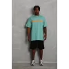 Luz&Pos Unisex Oversize Baskılı Bisiklet Yaka T-shirt - Mint Yeşili