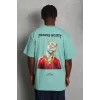 Luz&Pos Unisex Oversize Baskılı Bisiklet Yaka T-shirt - Mint Yeşili