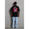 Luz&Pos Unisex Oversize Baskılı Bisiklet Yaka T-shirt - Siyah