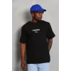 Luz&Pos Unisex Oversize Baskılı Bisiklet Yaka T-shirt - Siyah