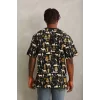 Luz&Pos Unisex Oversize Baskılı Bisiklet Yaka T-shirt - Siyah