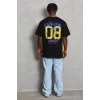 Luz&Pos Unisex Oversize Baskılı Bisiklet Yaka T-shirt - Siyah