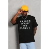 Luz&Pos Unisex Oversize Baskılı Bisiklet Yaka T-shirt - Siyah