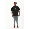 Luz&Pos Unisex Oversize Baskılı Bisiklet Yaka T-shirt - Siyah