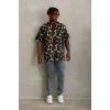Luz&Pos Unisex Oversize Baskılı Bisiklet Yaka T-shirt - Siyah