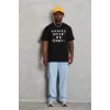 Luz&Pos Unisex Oversize Baskılı Bisiklet Yaka T-shirt - Siyah
