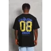 Luz&Pos Unisex Oversize Baskılı Bisiklet Yaka T-shirt - Siyah