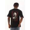 Luz&Pos Unisex Oversize Baskılı Bisiklet Yaka T-shirt - Siyah