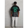 Luz&Pos Unisex Oversize Baskılı Bisiklet Yaka T-shirt - Siyah