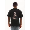 Luz&Pos Unisex Oversize Baskılı Bisiklet Yaka T-shirt - Siyah