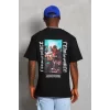 Luz&Pos Unisex Oversize Baskılı Bisiklet Yaka T-shirt - Siyah