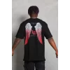 Luz&Pos Unisex Oversize Baskılı Bisiklet Yaka T-shirt - Siyah