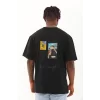 Luz&Pos Unisex Oversize Baskılı Bisiklet Yaka T-shirt - Siyah
