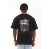 Luz&Pos Unisex Oversize Baskılı Bisiklet Yaka T-shirt - Siyah