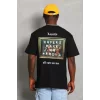 Luz&Pos Unisex Oversize Baskılı Bisiklet Yaka T-shirt - Siyah