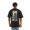 Luz&Pos Unisex Oversize Baskılı Bisiklet Yaka T-shirt - Siyah