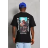 Luz&Pos Unisex Oversize Baskılı Bisiklet Yaka T-shirt - Siyah