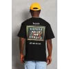 Luz&Pos Unisex Oversize Baskılı Bisiklet Yaka T-shirt - Siyah