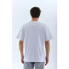 Luz&Pos Unisex Oversize Düz Bisiklet Yaka T-shirt - Beyaz