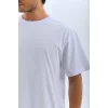 Luz&Pos Unisex Oversize Düz Bisiklet Yaka T-shirt - Beyaz