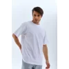 Luz&Pos Unisex Oversize Düz Bisiklet Yaka T-shirt - Beyaz