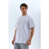 Luz&Pos Unisex Oversize Düz Bisiklet Yaka T-shirt - Beyaz