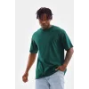 Unisex Oversize Düz Bisiklet Yaka T-Shirt - Koyu Yeşili