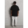 Luz&Pos Unisex Oversize Düz Bisiklet Yaka T-shirt - Siyah