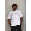 Luz&Pos Unisex Oversize Taşlı Bisiklet Yaka T-shirt - Beyaz