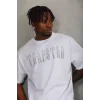 Unisex Oversize Taşlı Bisiklet Yaka T-Shirt - Beyaz