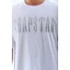 Unisex Oversize Taşlı Bisiklet Yaka T-Shirt - Beyaz