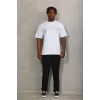 Luz&Pos Unisex Oversize Taşlı Bisiklet Yaka T-shirt - Beyaz