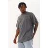 Luz&Pos Unisex Oversize Taşlı Bisiklet Yaka T-shirt - Füme