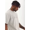 Luz&Pos Unisex Oversize Taşlı Bisiklet Yaka T-shirt - Gri
