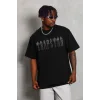 Luz&Pos Unisex Oversize Taşlı Bisiklet Yaka T-shirt - Siyah