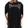 Luz&Pos Unisex Taş Desenli Oversize T-shirt - Beyaz