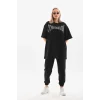 Luz&Pos Unisex Taş Desenli Oversize T-shirt - Beyaz