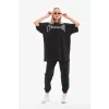 Luz&Pos Unisex Taş Desenli Oversize T-shirt - Beyaz