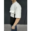 Unisex Torba Cep Detaylı Parçalı T-Shirt - Siyah