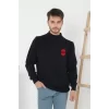Luz&Pos Unisex Yarım Boğazlı Baskılı Dokuma Triko - Lacivert