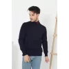 Luz&Pos Unisex Yarım Boğazlı Baskılı Dokuma Triko - Lacivert