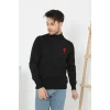 Luz&Pos Unisex Yarım Boğazlı Baskılı Dokuma Triko - Siyah
