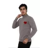 Luz&Pos Unisex Yarım Boğazlı Baskılı Dokuma Triko - Vizon