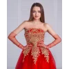 Uzun Boy Kırmızı Puantiyeli Kırmızı Renk Yetişkin Tül Eldiven