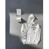 Luz&Pos Uzun Kol Kapüşonlu Baskılı Sweatshirt - Beyaz
