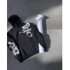 Luz&Pos Uzun Kol Kapüşonlu Baskılı Sweatshirt - Siyah